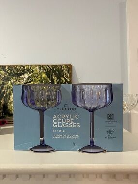 🆕 Crofton Acrylic Coupe Glasses Set of 2 in Lavender ✨